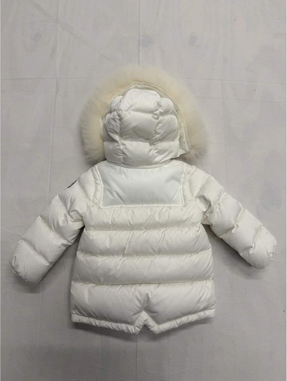 Moncler White Puffer Jacket with Fur Hood for Kids Size 18-24 Months